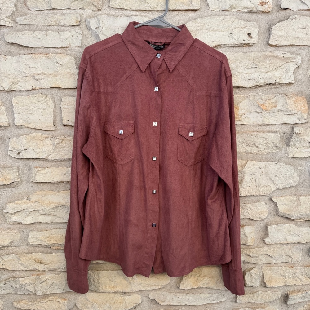 Women's Coral Salmon Western Snap Button-Down Shirt